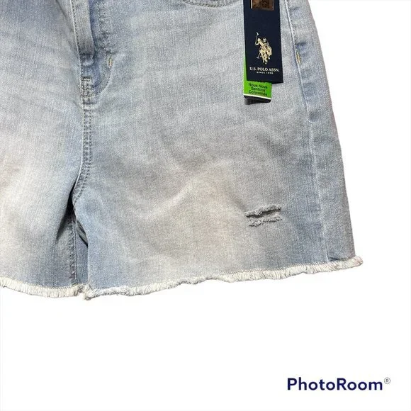 SOLD NWT❗️US Polo Assn Women's light wash Jean Denim Shorts Size 14 - Picture 10 of 10